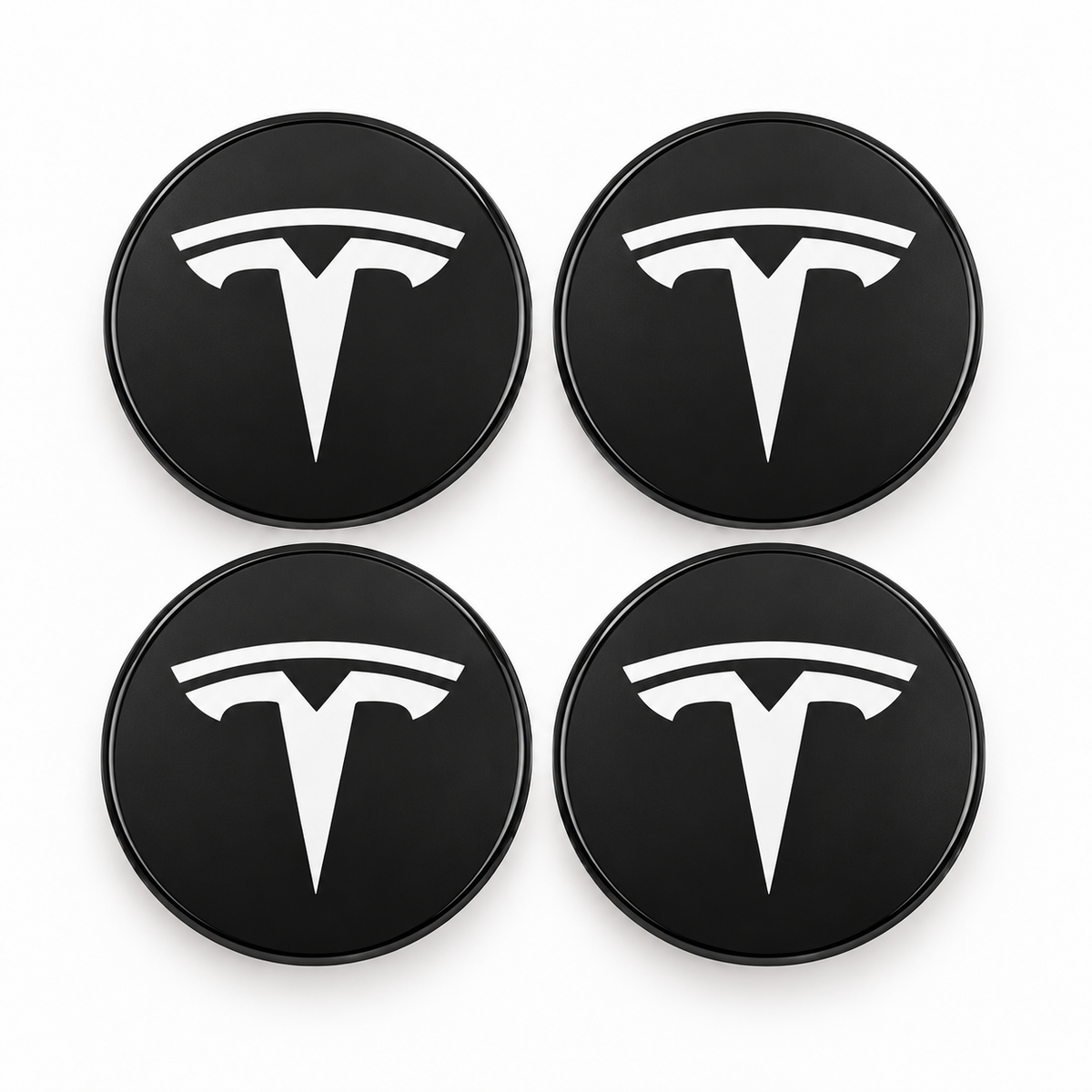 Tesla centerkapsler i Sort/hvid, sæt med 4 stk - 57mm BilligStyling