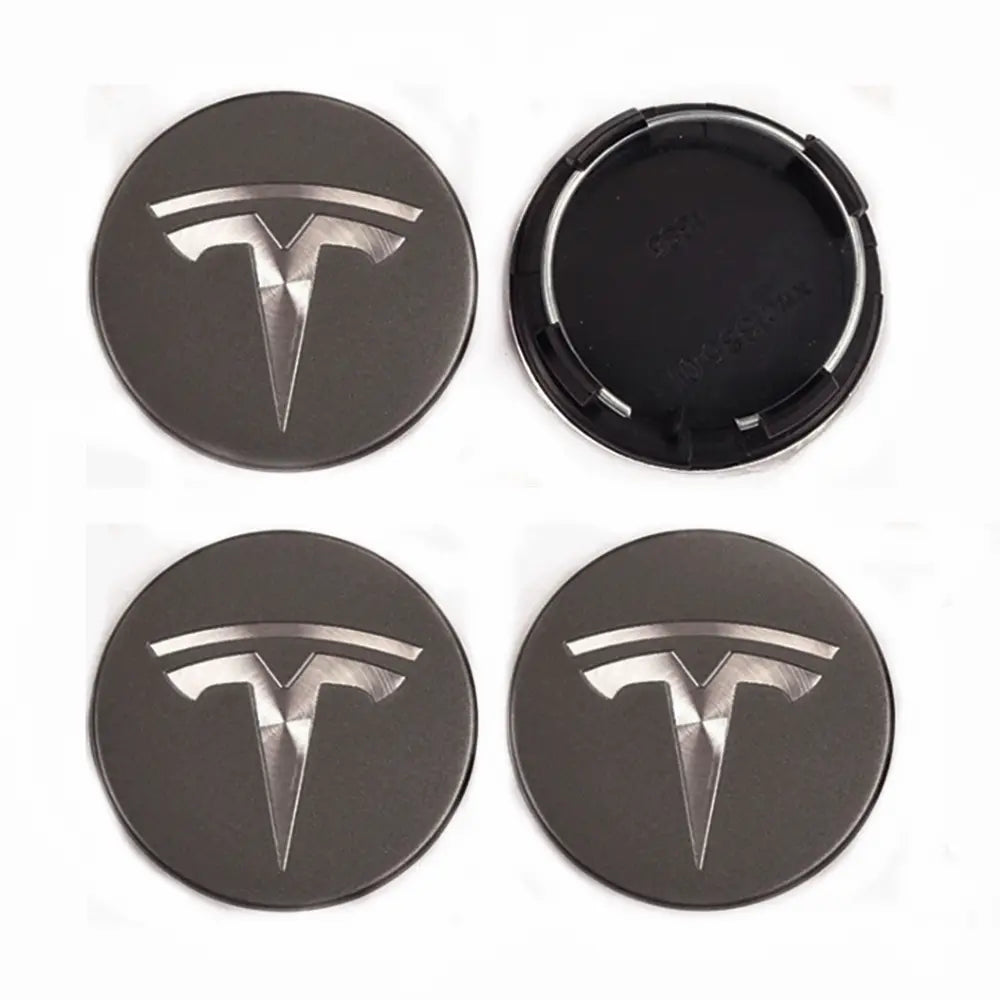Tesla centerkapsler i Grå, sæt med 4 stk - 57mm - BilligStyling