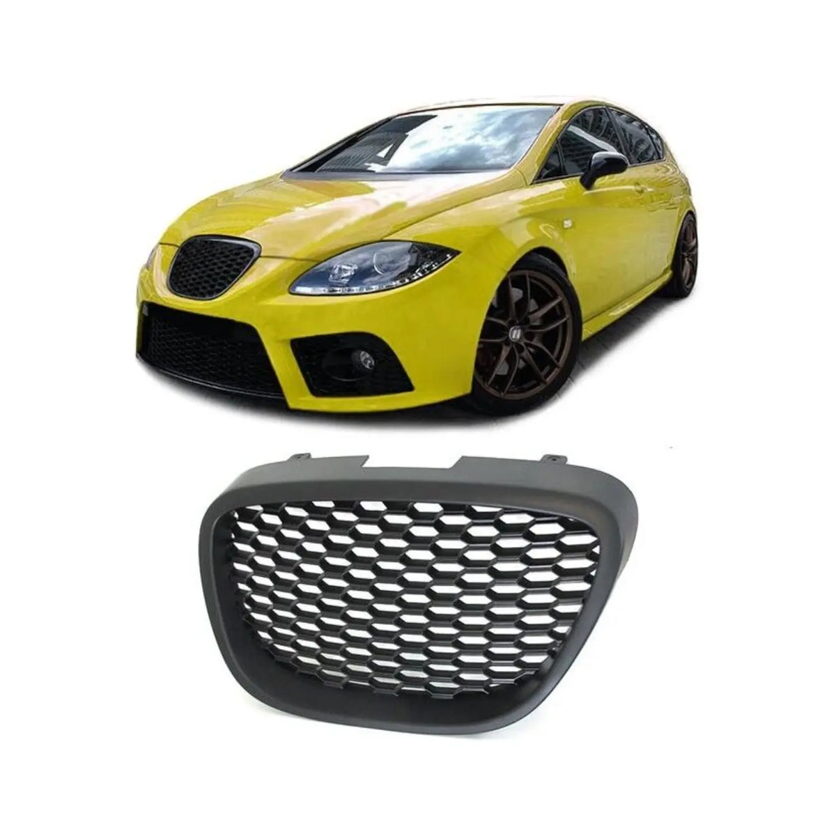 SEAT Leon Mk2 Frontgrill, Honeycomb, Matsort - BilligStyling