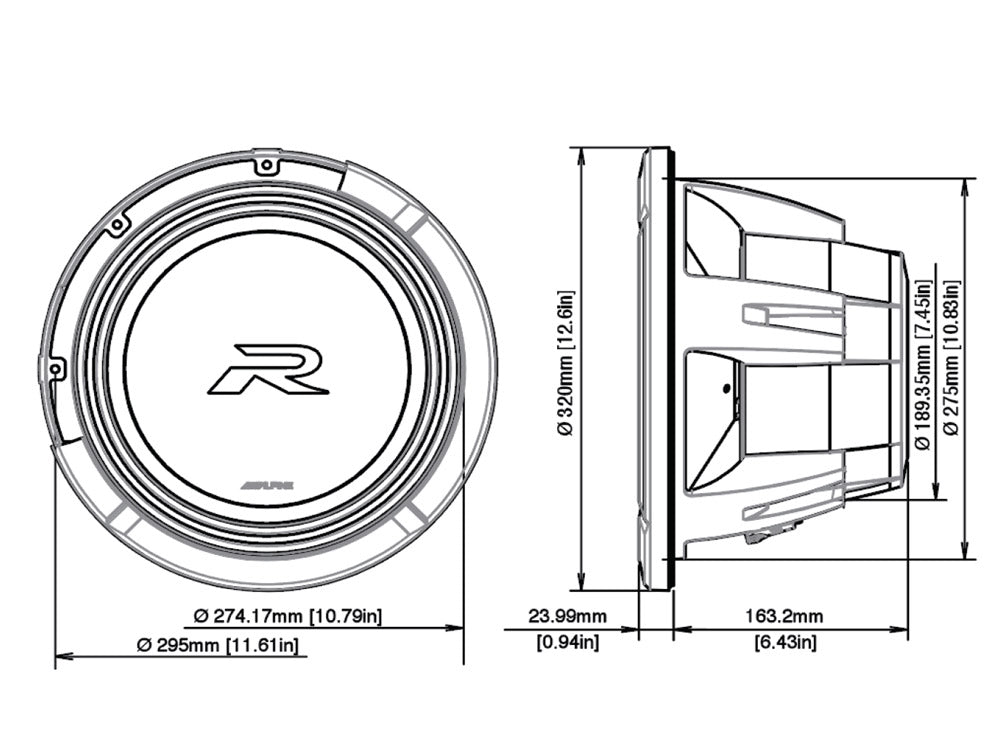 Alpine R2-W12D2 Type-R subwoofer 12" 2 Ohm alpine