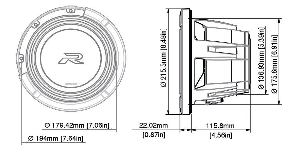 Alpine R2-W8D2 Type-R subwoofer 8" 2 Ohm alpine