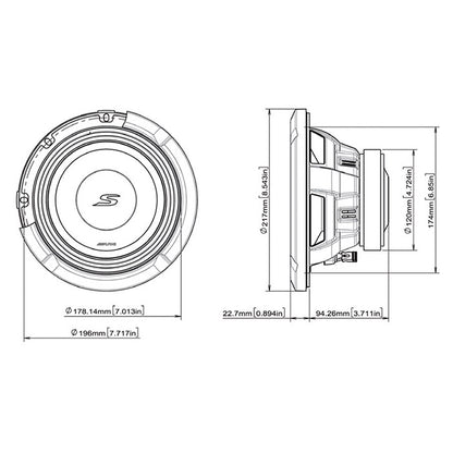 Alpine S2-W8D4 8" subwoofer dobbelt 4 ohm alpine