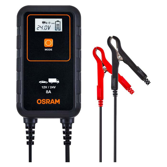 Osram Batterilader 8A, 1,5m kabel - Til Bil, MC &amp; Varevogn - BilligStyling