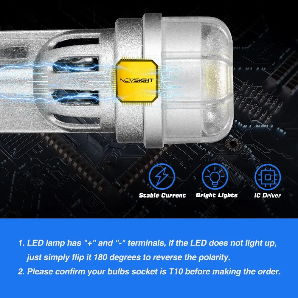 NOVSIGHT T10 LED Pæresæt (Hvid) - BilligStyling