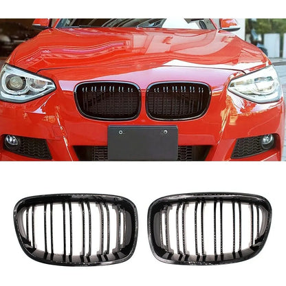 BMW 1-serie F20/F21 (2011-2015) Frontgrill nyrer - Sort højglans - Komplet sæt - BilligStyling