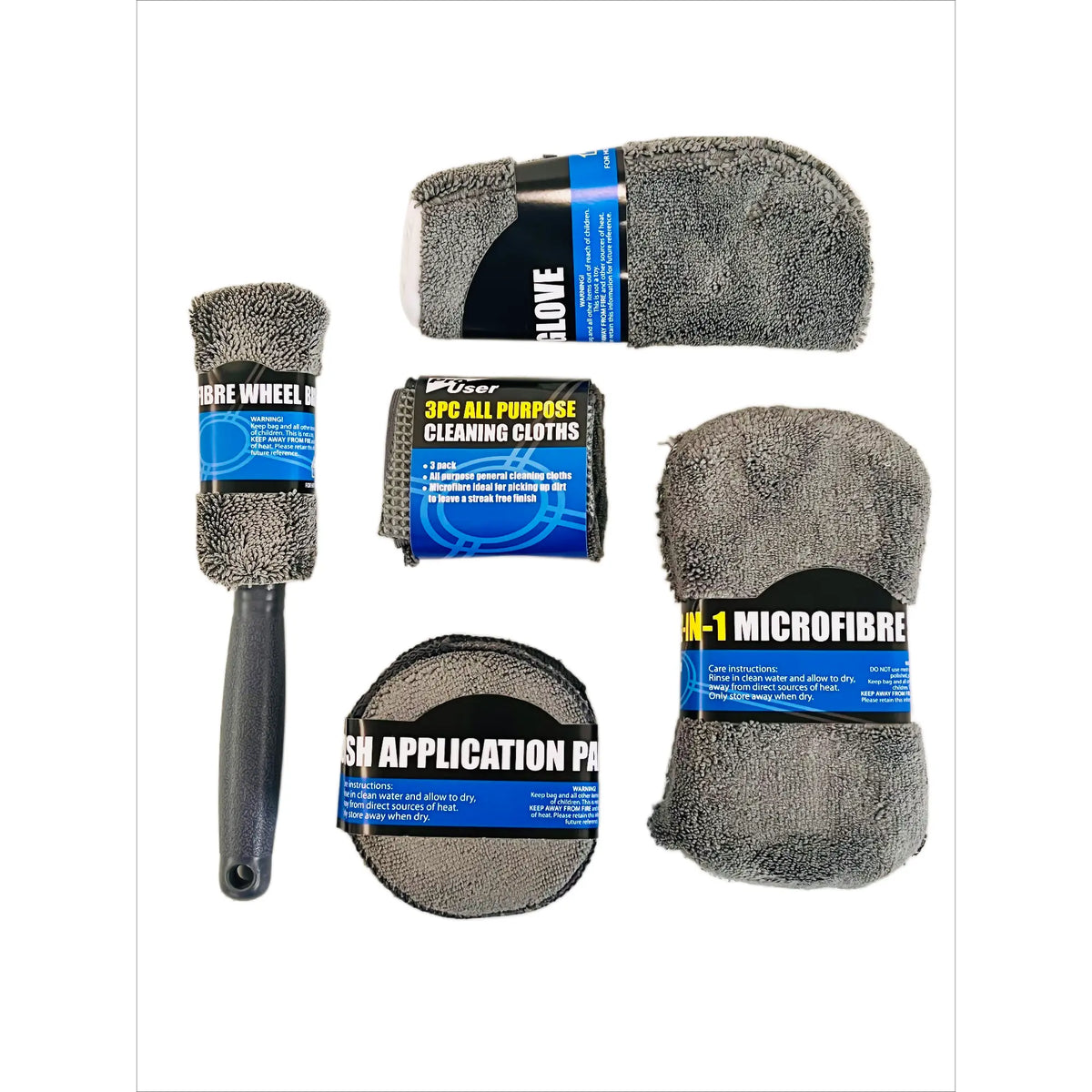 Mikrofiber Bilplejesæt, pakke med 9 dele ⭐️⭐️⭐️⭐️⭐️ - BilligStyling