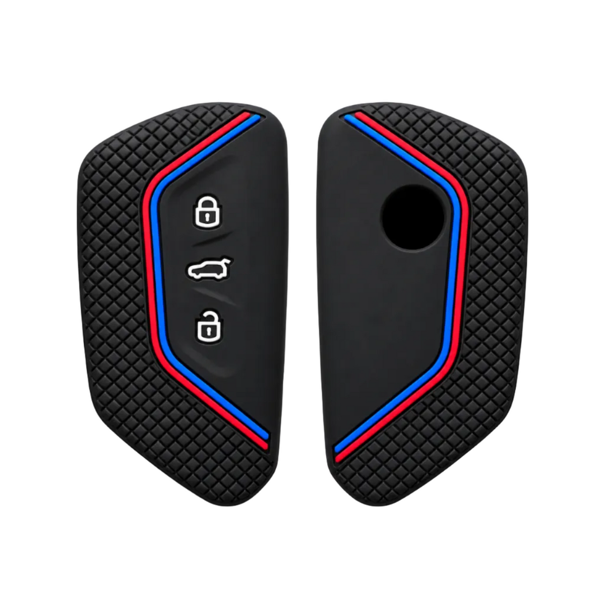 Bilnøgle silikone cover, Rød/blå - Volkswagen, Skoda, SEAT BilligStyling