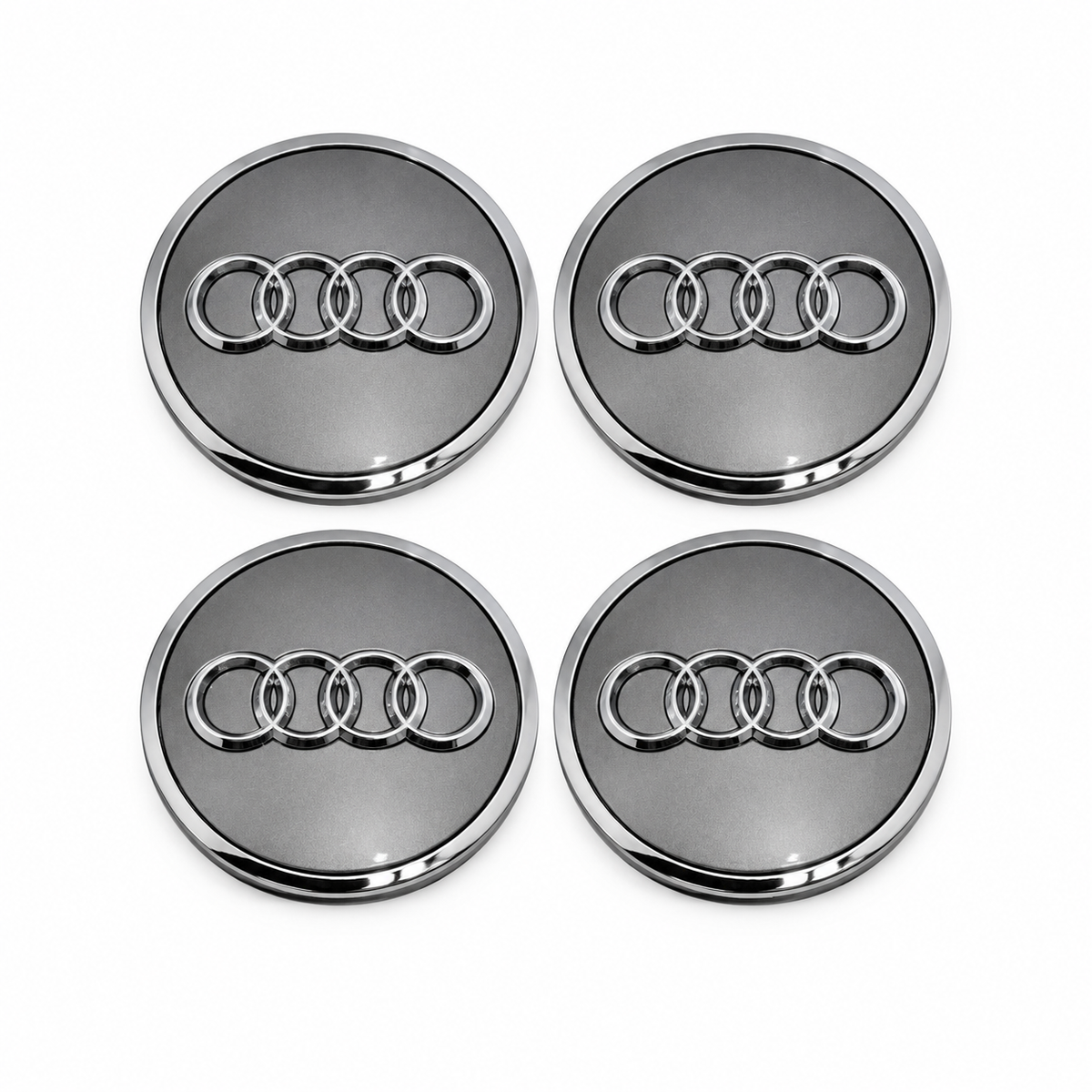 Audi centerkapsler i sølv/grå, sæt med 4 stk - 61/69 mm BilligStyling