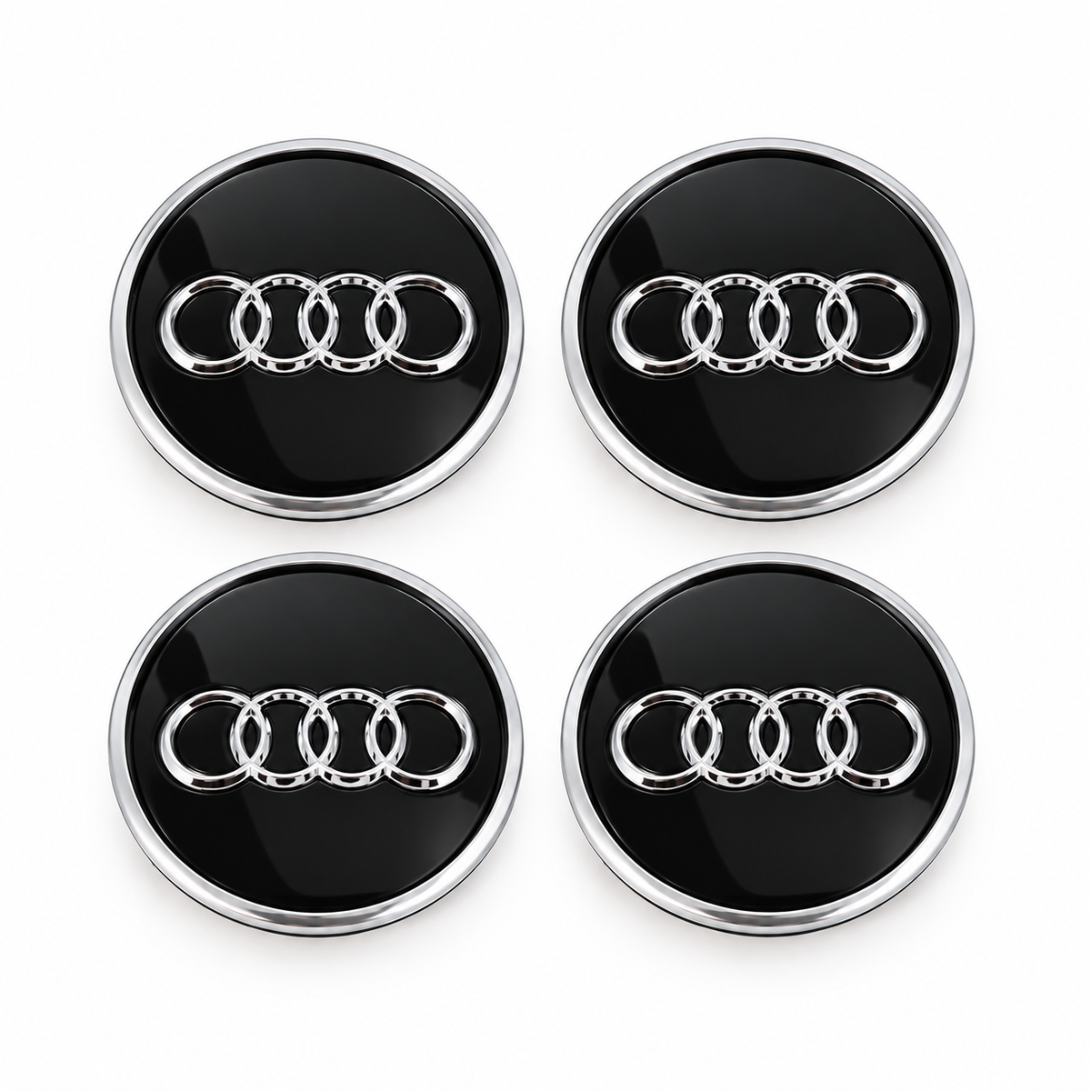Audi centerkapsler i sort/sølv, sæt med 4 stk - 61/69 mm BilligStyling