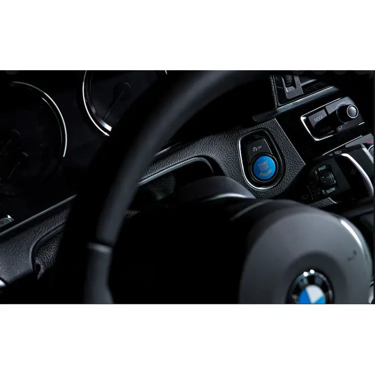 BMW start/stop knap - BLÅ, til F modeller - BilligStyling