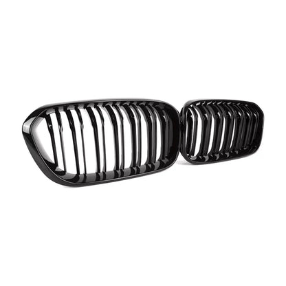 BMW 1-serie F20 LCI frontgrill nyrer - Sort højglans - Komplet sæt - BilligStyling